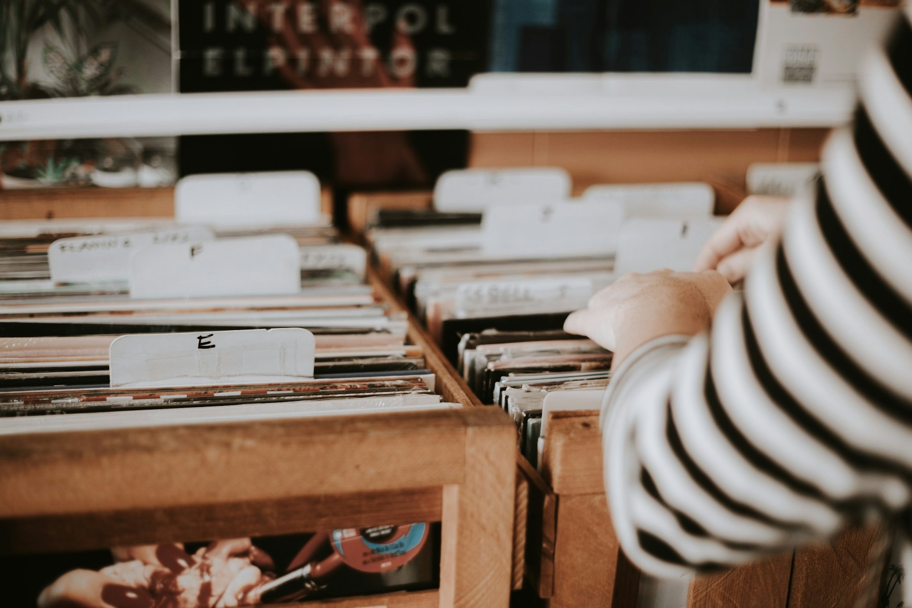 Crate of vinyl records